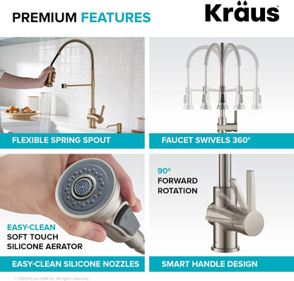 Britt Commercial Style Kitchen Faucet in Spot Free Antique Champagne Bronze, KPF-1690SFACB