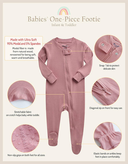 Infant Toddler Boys Girls Footed One-Piece Sleep and Play Premium Modal Pajamas 1-2 Pieces