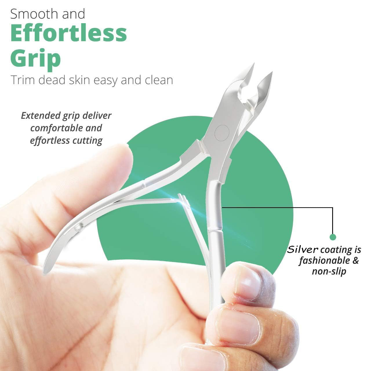 Professional Cuticle Trimmer Nail Cuticle Cutter Stainless Steel Cuticle Nippers with Sharp Blades Clippers Manicure Tools Double Spring for Nail Care Pedicure Nail Tool (Silver)