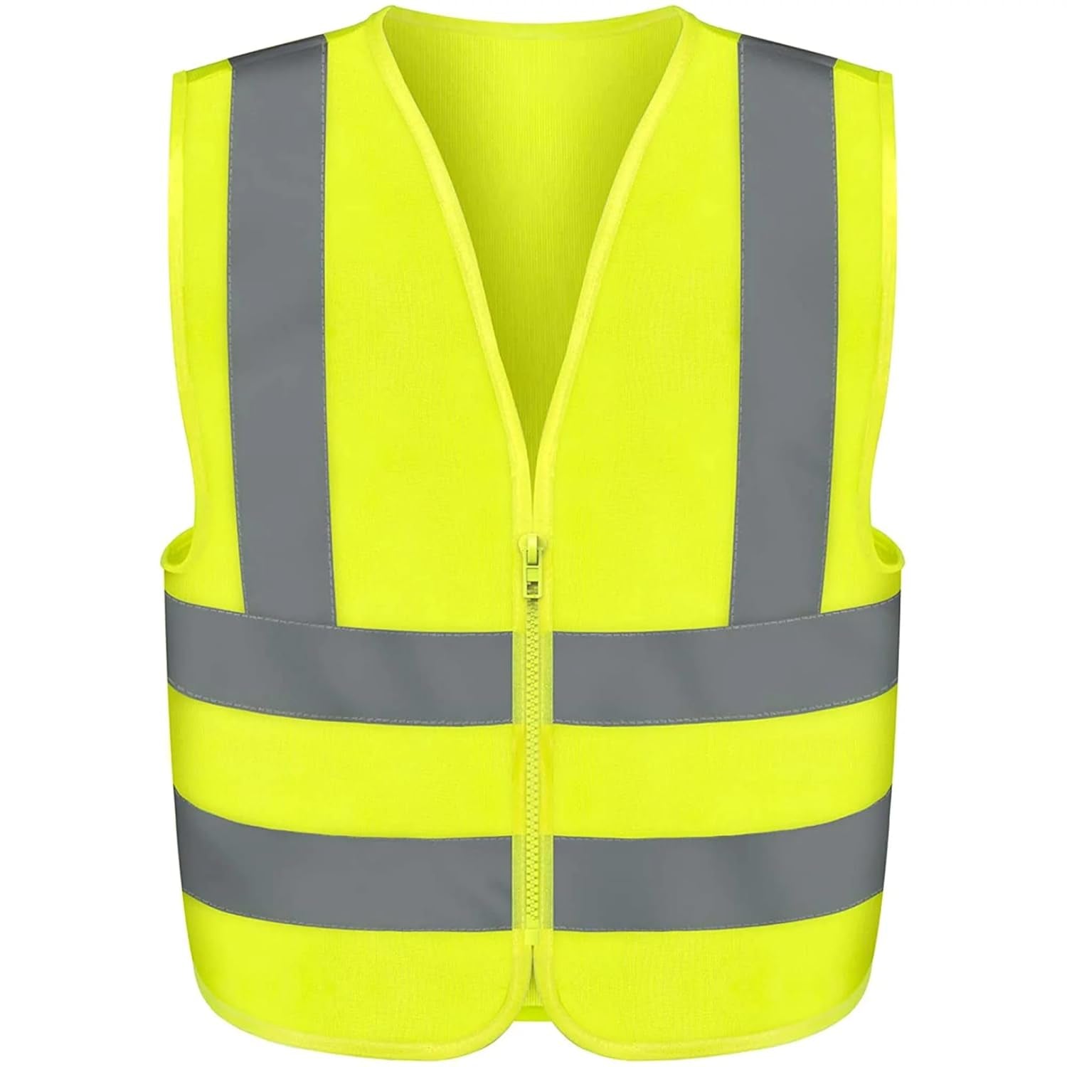 High Visibility Safety Vest ANSI Class 2, No Pocket, Neon Yellow, Large (L)