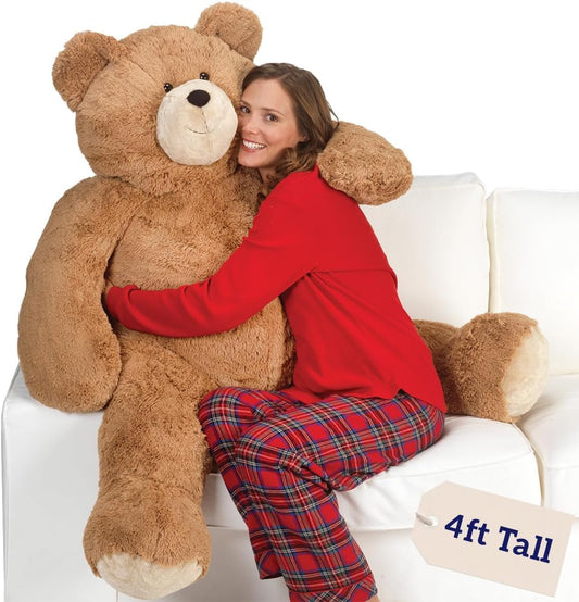 | Giant Stuffed Animal | Eco Friendly Big Teddy Bear, Stuffed in Vermont USA | 4 FT | Plush Gift for Kids & Adults | Big Bear Collection