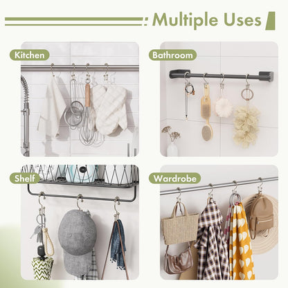 Shower Curtain Hooks, 12PCS Rust-Resistant Metal Double Shower Curtain Rings for Curtain Rolling Shower Hooks, Shower Rings for Bathroom Shower Curtain Rod, Nickel